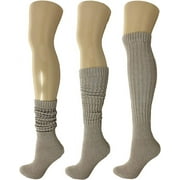 Cotton Slouch Boot Socks for Women Shoe Size 5 to 10 3 Pairs (Beige) from AWS/American Made