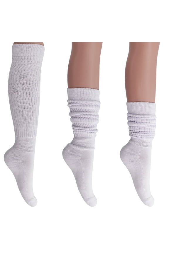 Cotton Slouch Boot Socks for Women Shoe Size 5 to 10 3 Pairs (White)