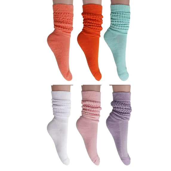 Cotton Slouch Socks Shoe Size 5-10 (Peach-Orange-Mint-White-Pink-Lilac)
