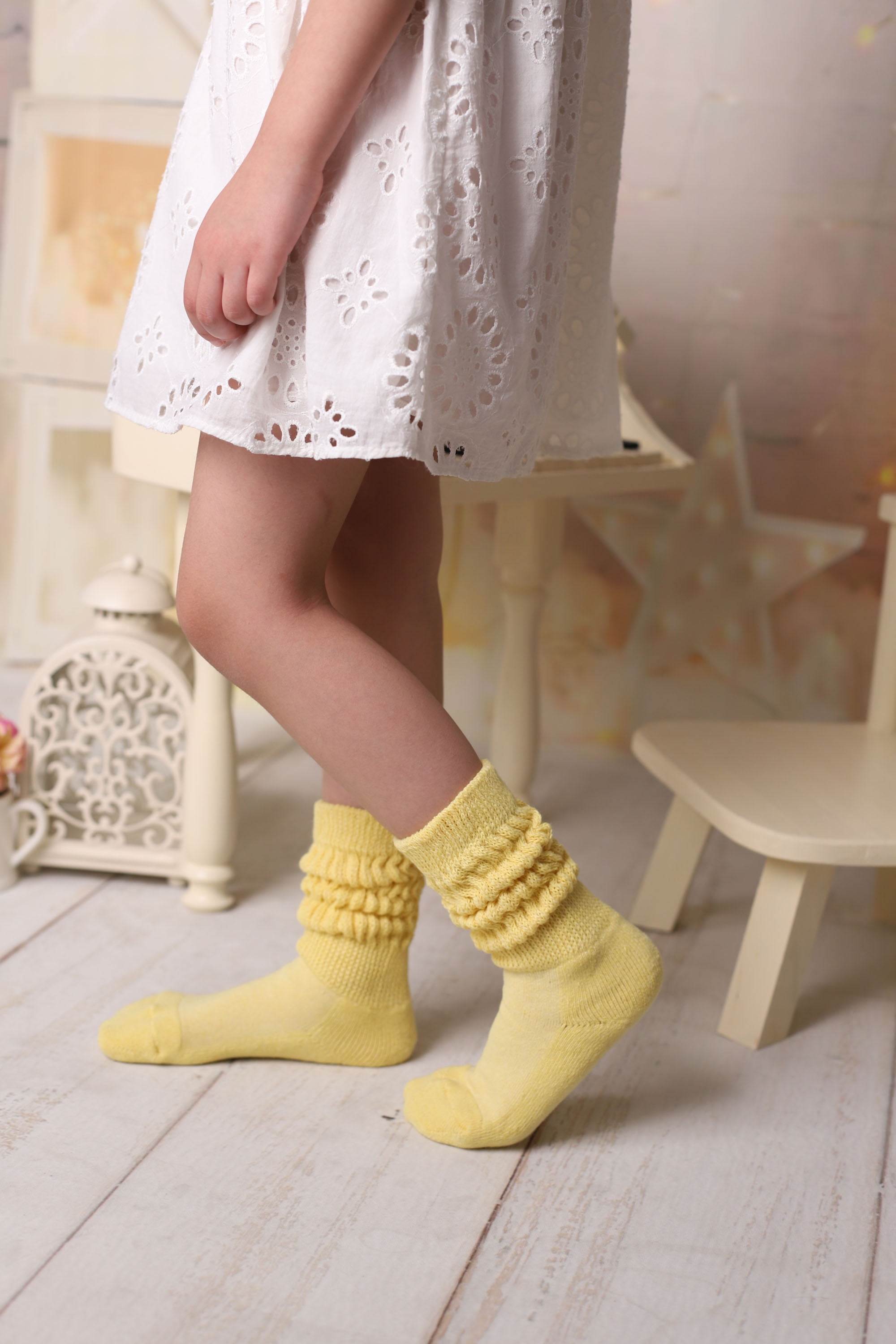 Cotton Slouch Socks for Boys and Girls Limone 3 Pairs 6-8 Years Old 