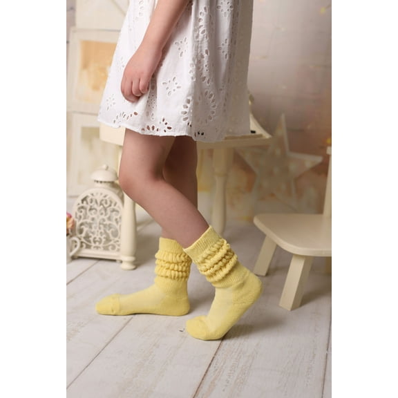 Cotton Slouch Socks for Boys and Girls Limone 3 Pairs 6-8 Years Old