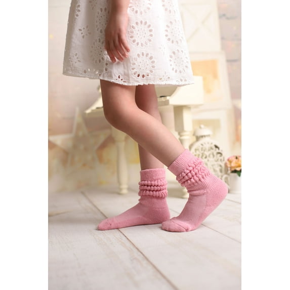 Cotton Slouch Socks for Boys and Girls Pink 3 Pairs 3-5 Years Old