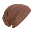thumbnail image 1 of Cotton Slouchy Beanie Hat Hijab Undercap Scarf Headwear Unisex Head Wrap Tube Hat Women Stretch Under Caps Baggy Lightweight Beanie for Women QURATI Brown, 1 of 3
