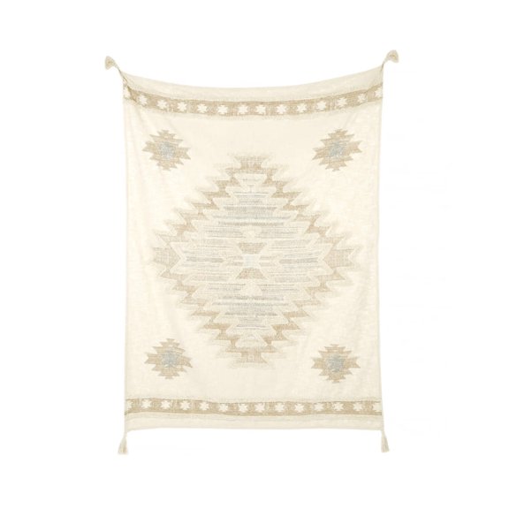 Cotton Slub Diamond Shag Throw Beige, Loa