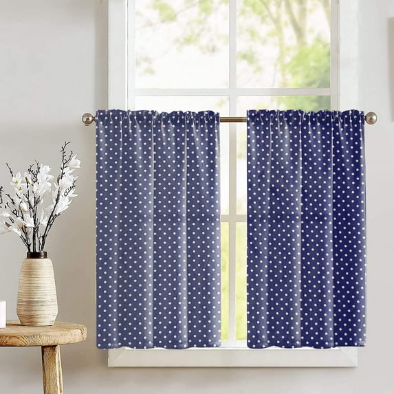 Cotton Small Dots Print Café Tier Curtains Window Treatment Kitchen Home Décor