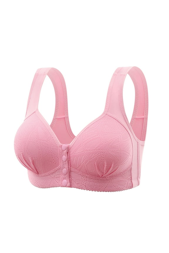 Cotton Snap Everyday Bras for Women Older Front Close Builtup Sports Push Up Bra with Padded Wirefree Breathable