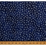 Cotton Snowflakes Snow Winter Chrismtas Seasonal Holiday Navy Metallic Cotton Fabric Print by the Yard V7164-19-NAVY/SILVER