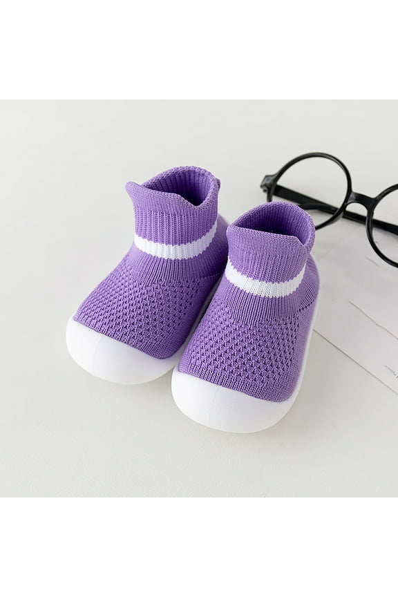 Cotton Sock Shoes Non Floor Soft Rubber Sole Sneakers Boys Girls Walking Socks Shoes for 2-2.5 Years