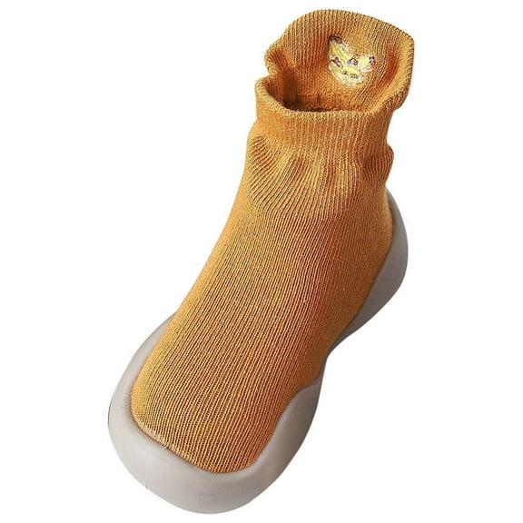 Cotton Sock Shoes Non- Soft Rubber Sole on Sneakers Toddler Walking Shoes for 22