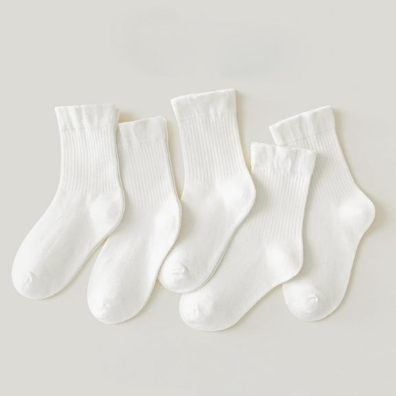 Cotton Socks Children's Solid Color Socks Boys Girls Casual Sport Tube Socks Girls Slipper Socks White 9Y