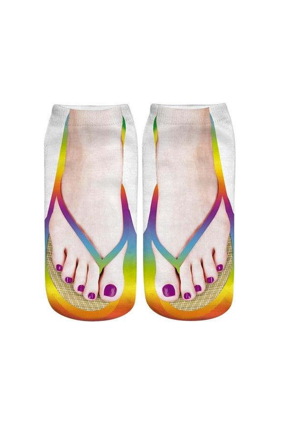 Cotton Socks For Men Manicure Print Flip Flop Funny Hidden Running Low Cut Unisex Cozy Socks,Hot Pink,One Size