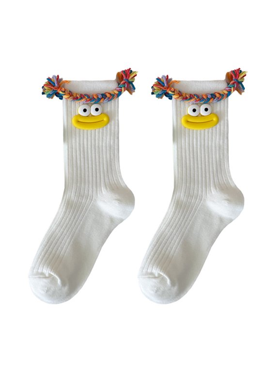 Cotton Socks For Women Playful Mouth Braided Yarn Accents Fall Winter Fashion