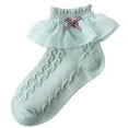 thumbnail image 1 of Cotton Socks Girls Girl Solid Color Bow Lace Socks Princess Cute Ruffle Socks Children Dress Ankle Sock Seamless Socks Green 10Y, 1 of 3