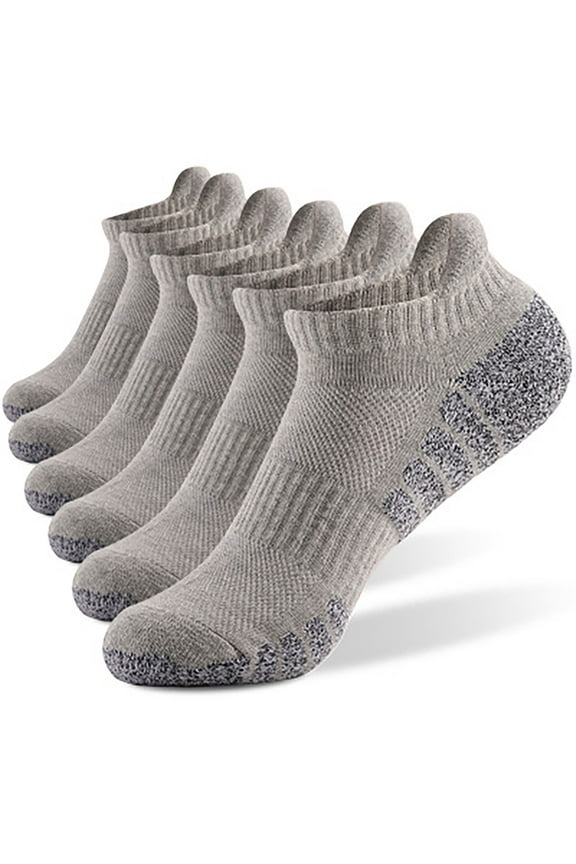 Cotton Socks for Mens & Women 6 Pack Unisex Low-Cut Non-Slip Color-Block Breathable Multipack Athletic Running Hiking Ankle Sock