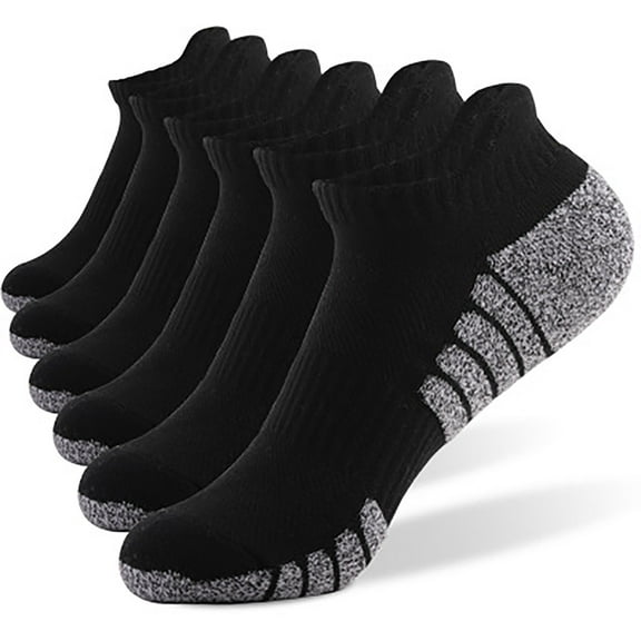 Cotton Socks for Mens & Women 6 Pack Unisex Low-Cut Non-Slip Color-Block Breathable Multipack Athletic Running Hiking Ankle Sock