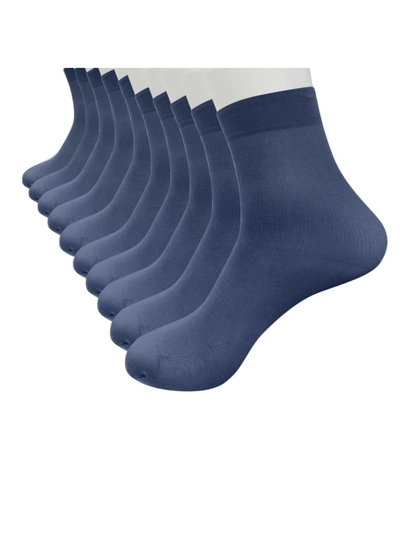 Cotton Socks for Women, 10 Pairs Fiber-Thin Elastic Short Silk Stockings Men Socks New Women Thigh High Socks Style B-95 Gray One Size
