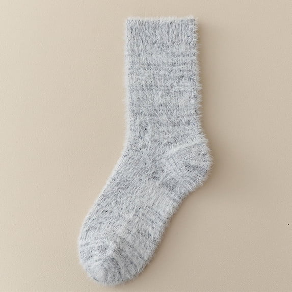 Cotton Socks for Women Cute New Women's Winter Mid Tube Socks with Fleece for Warmth and Cold Protection Fleece Socks Style B-114 Gray One Size