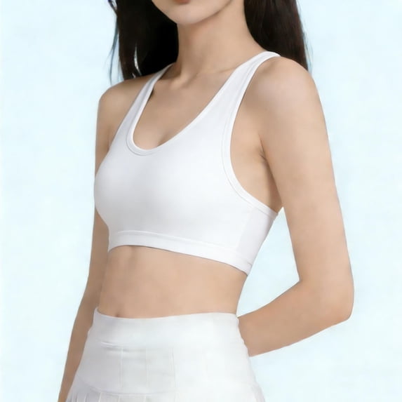 Cotton Soft Training Bras for Girls 10-16, Breathable Wireless Stretchy Sports Bra with Fixed Pads White 11 Years