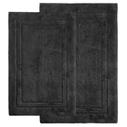 Cotton Solid 2-Piece Black Highly Absorbent Non-Slip Backing Bath Rug Set by Superior
