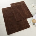 thumbnail image 1 of Cotton Solid 2-Piece Chocolate Highly Absorbent Non-Slip Backing Bath Rug Set by Superior, 1 of 12
