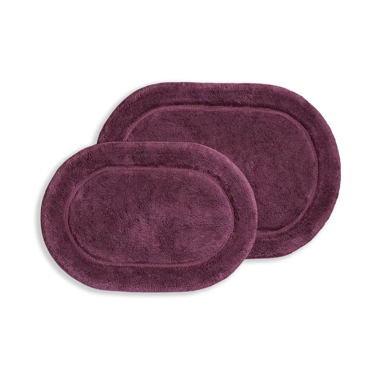 Oval Non Slip Bath Mat Set Of 2, 100% Cotton Soft & Absorbent
