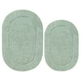 thumbnail image 1 of Cotton Solid 2-Piece Sage Highly Absorbent Non-Slip Oval Bath Rug Set by Superior, 1 of 11