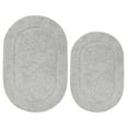 thumbnail image 1 of Cotton Solid 2-Piece Silver Highly Absorbent Non-Slip Oval Bath Rug Set by Superior, 1 of 11