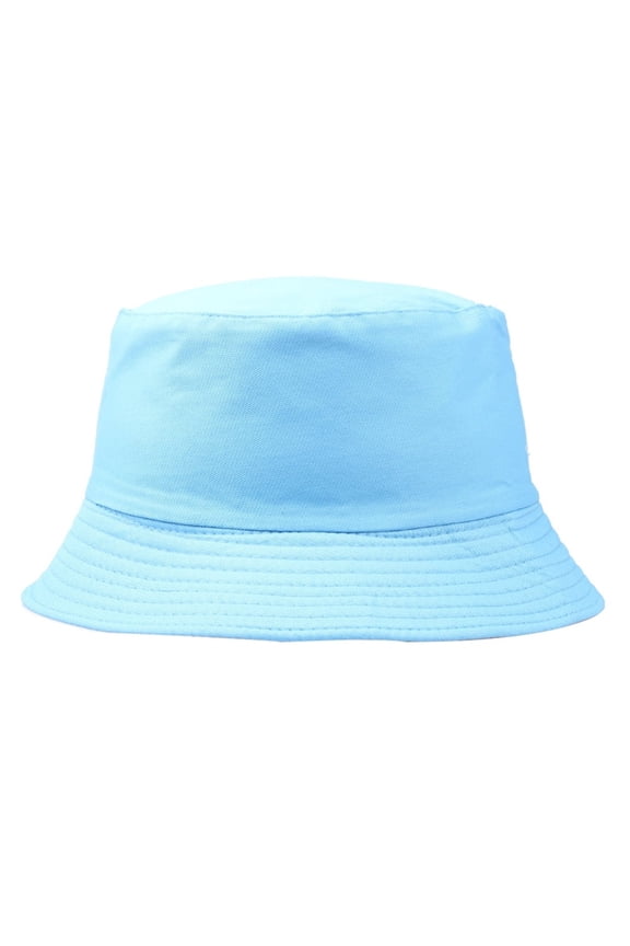 Cotton Solid Color Bucket Hat, Summer Travel Beach Sun Hat for Women and Men, Lightweight and Breathable - Sky Blue
