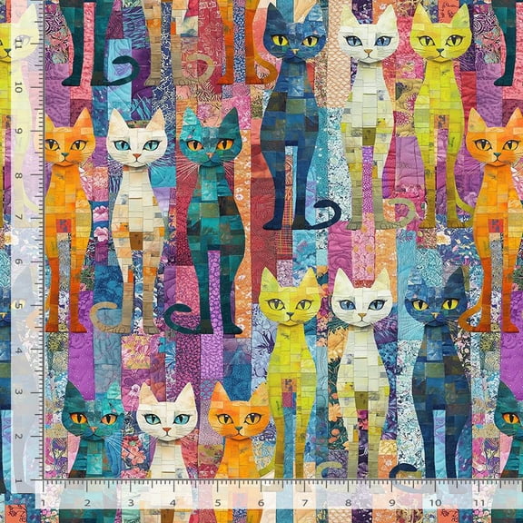 Cotton Sophisticat Colorful Cats Kittens Animals Pets Timeless Treasures Cotton Fabric Print by the Yard (CAT-CD4004)