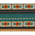 thumbnail image 1 of Cotton Southwestern Aztec Tucson 201 Turquoise Stripes Pattern Cotton Fabric Print by the Yard (201-turquoise), 1 of 1
