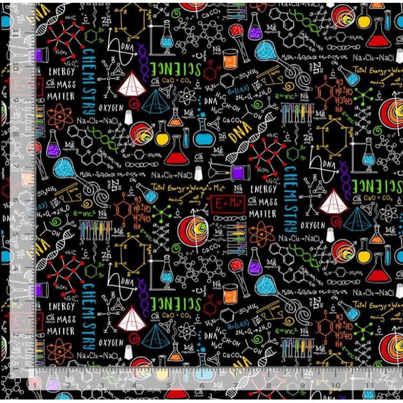 Cotton Spaced Out Chemistry Math Science Formulas Equations Timeless Treasures Cotton Fabric Print by the Yard (GAIL-CD3979)