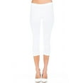 thumbnail image 1 of Cotton Spandex Capri Leggings Below Knee Plain Solid Stretchy Capris Junior Size(S-3X), 1 of 5