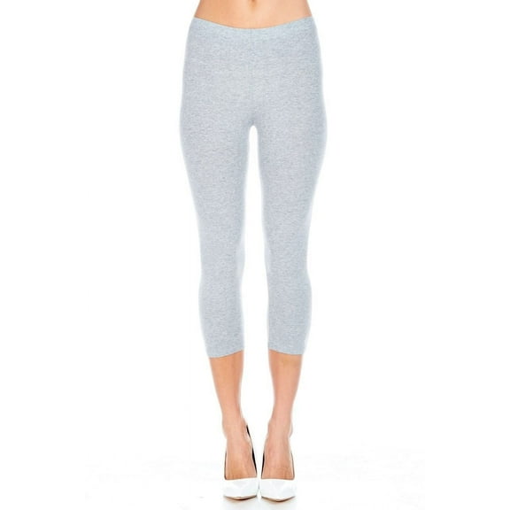 Cotton Spandex Capri Leggings Below Knee Plain Solid Stretchy Capris Junior Size(S-3X)
