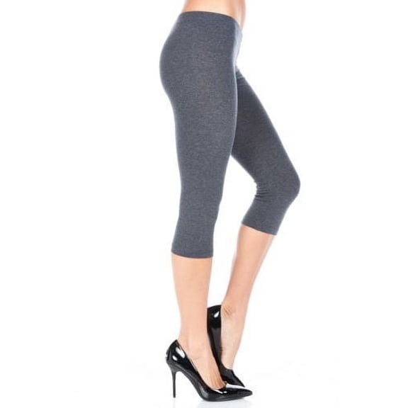 Cotton Spandex Capri Leggings Below Knee Plain Solid Stretchy Capris Junior Size(S-3X)