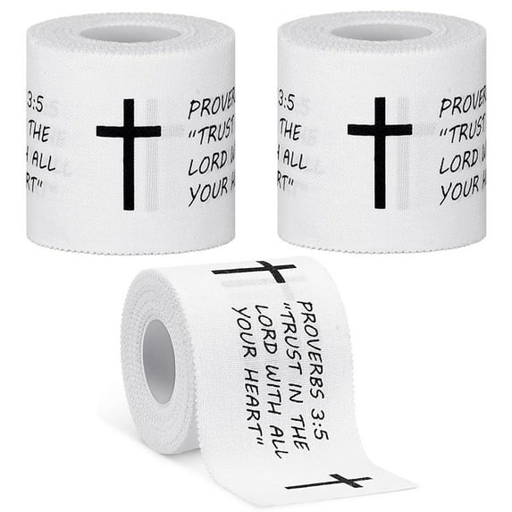 Cotton Sport Wrist Tape Wrap,Bexikou 2 Pcs Christian Athletic Tape with Cross,2in x 23ft White Sports Tape,Cotton Wrist Tape for Ankle, Wrist,Knee,Finger
