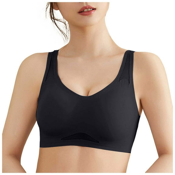 Cotton Sports Bras for Women 3 Pack Womens Seamless Bras No Underwire V Mesh Comfort Bralette Full Coverage Push Up Everyday T-Shirt Bra