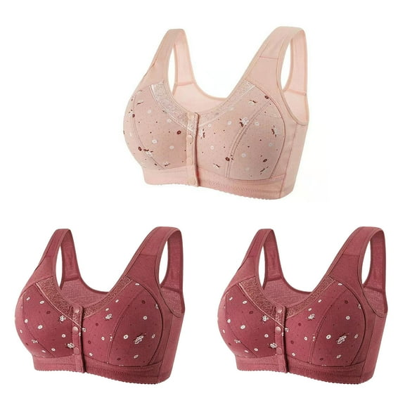 Cotton Sports Bras for Women Convertible Bra Feature V-Neck T-Shirt Bra Style W-664 Hook and Eye Closure Sports Bra Pinks 3XL