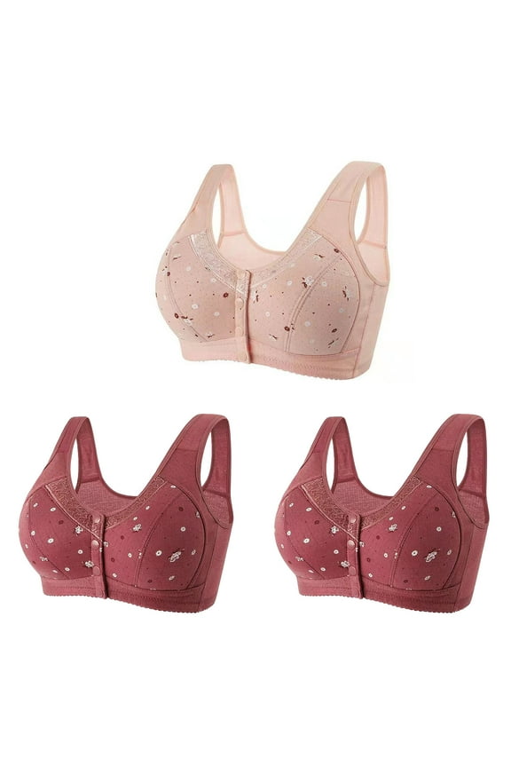 Cotton Sports Bras for Women Convertible Bra Feature V-Neck T-Shirt Bra Style W-664 Hook and Eye Closure Sports Bra Pinks 3XL