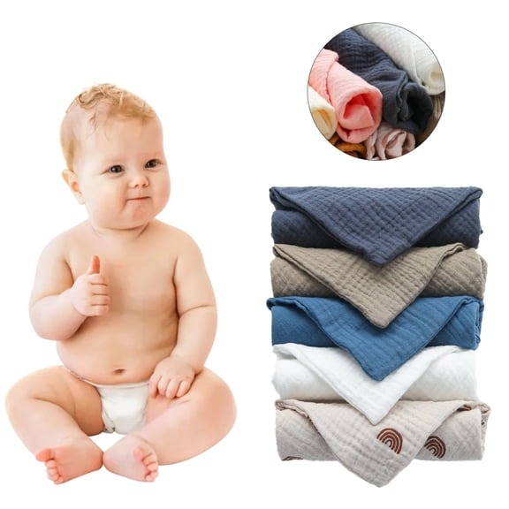 Cotton Square Hand Washcloth Handkerchief Feeding Bib Burp Cloth Towel Soft For Washing