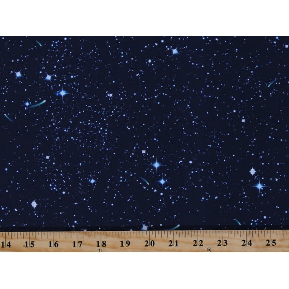 Cotton Stars Constellations Universe Solar System Landscapes Blue Cotton Fabric Print by the Yard (9303505600)