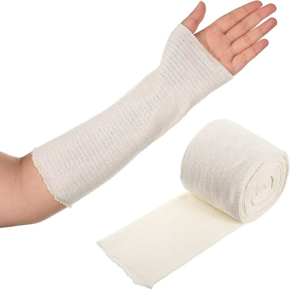 Cotton Stockinette Tubular Elastic Bandage Cast Sleeve Roll Elastic Wrap Tube Bandages Comfortable Cast Stockinette for Arm Leg Knee Prewrap Under or Over Cast Bandage (3 Inch x 5.47 Yard)