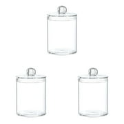 Cotton Storage Box Containers With Lids Small Clear Jar Containers with Lids for Bathroom Storage and Organization, Vanity Rounds Organizer