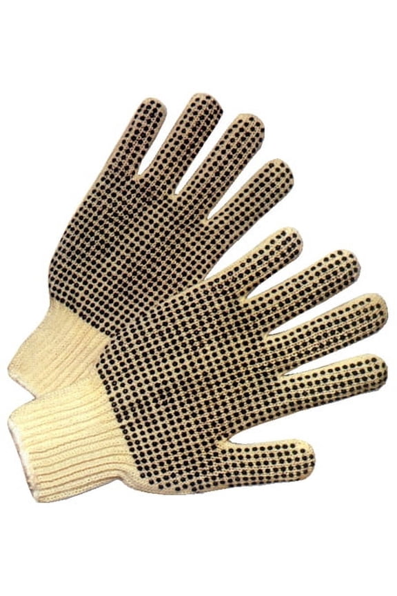 Cotton String Knit Gloves w/ Dots on Both Sides (Sold by Dozen) Mens Size