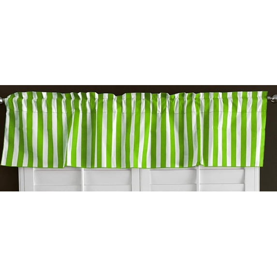 Cotton Stripe Window Valance 58" Wide 1 Inch Stripe Green