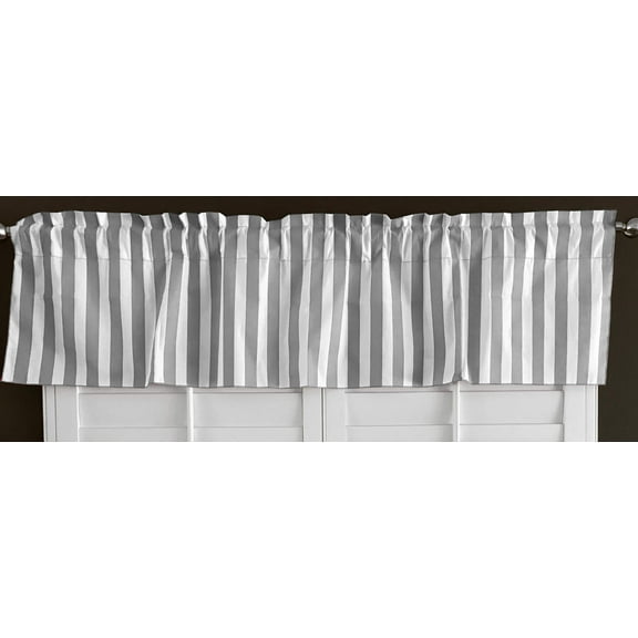 Cotton Stripe Window Valance 58" Wide 1 Inch Stripe Grey