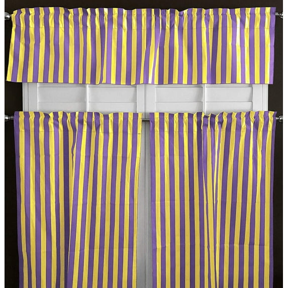 Cotton Stripes 3 Piece Window Valance Set (11 Colors)