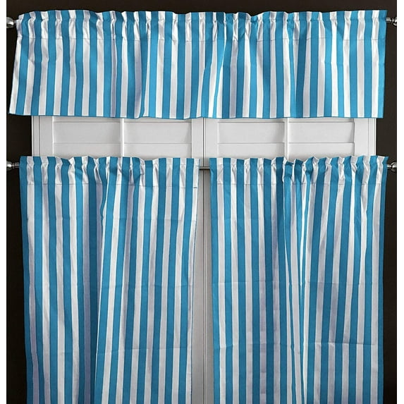 Cotton Stripes 3 Piece Window Valance Set (11 Colors)