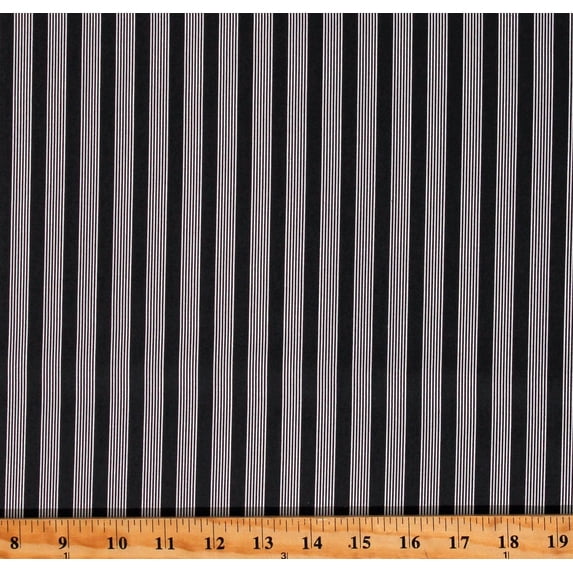 Cotton Stripes Striped White on Black Timber by Sweetwater Black Cotton Fabric Print by the Yard (55556-26)