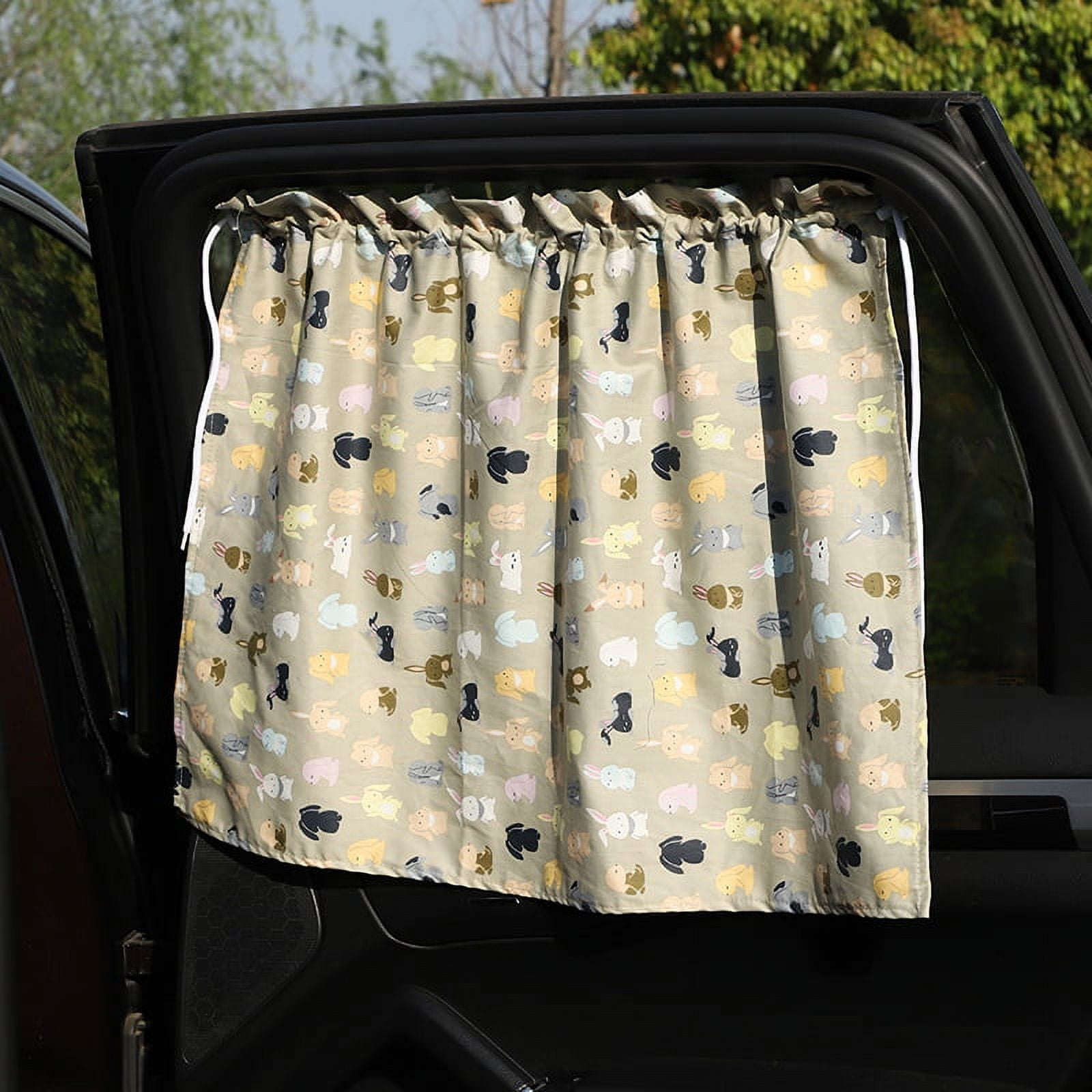 Cotton Car Curtains/ Shade for Babies With Suction Cups Curtain