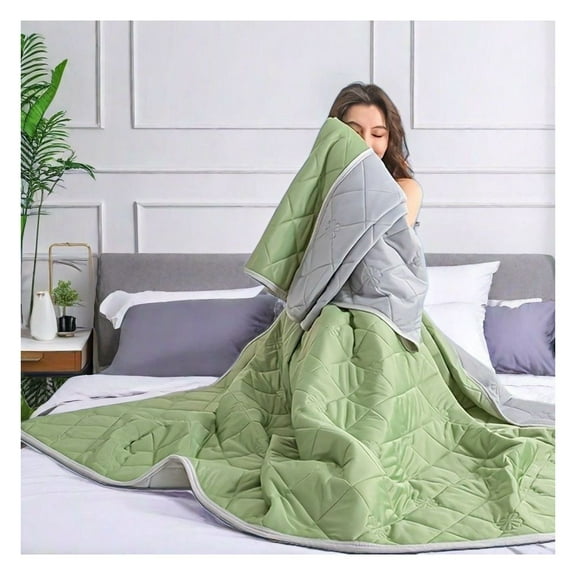 Cotton Summer Comforter - Lightweight Quilt for All Seasons, Breathable Bedding for Single/Queen/King Sizes - Ultra-Soft Air Conditioning Comforter, Green